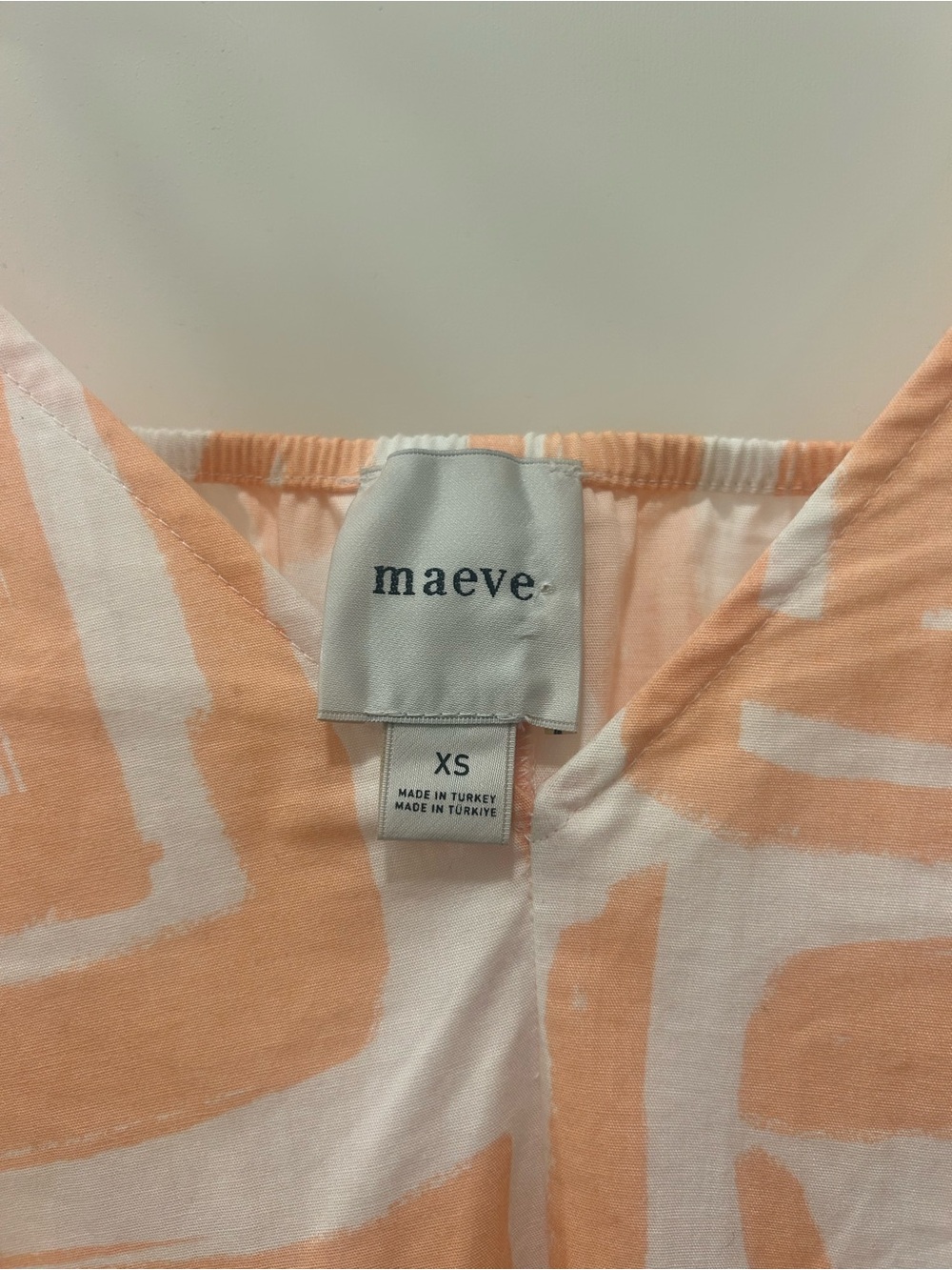 Maeve Anthropologie Peach White Tie Shoulder Cotton Mini Dress XS - Picture 5 of 6